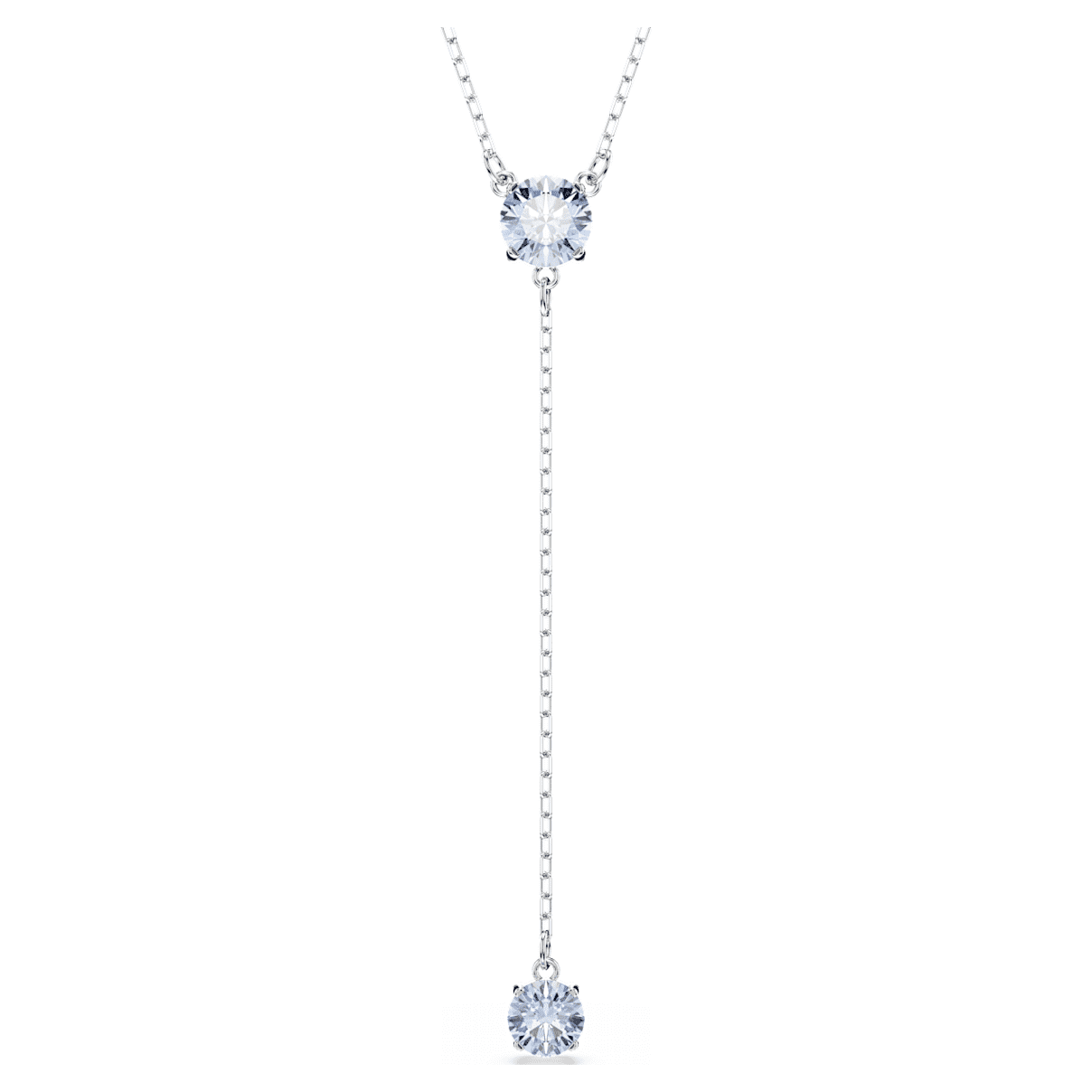

Attract Y necklace, Round cut, Blue, Rhodium plated
