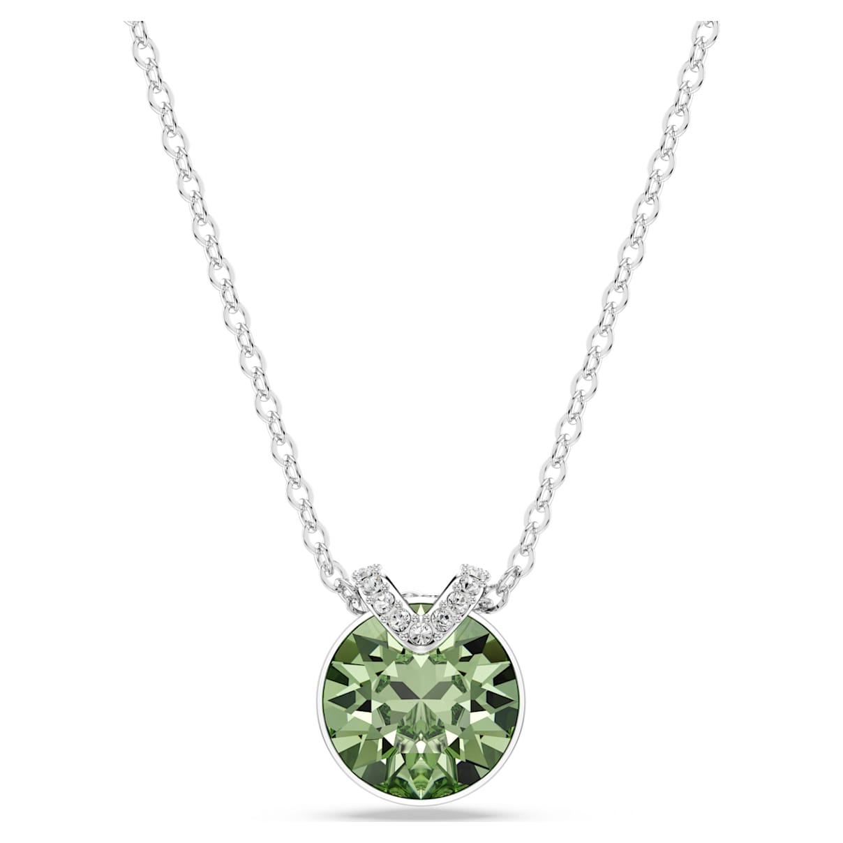

Bella V pendant, Round cut, Green, Rhodium plated