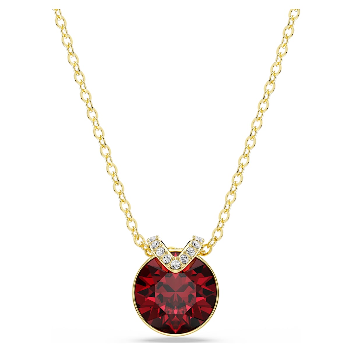 

Bella V pendant, Round cut, Red, Gold-tone plated