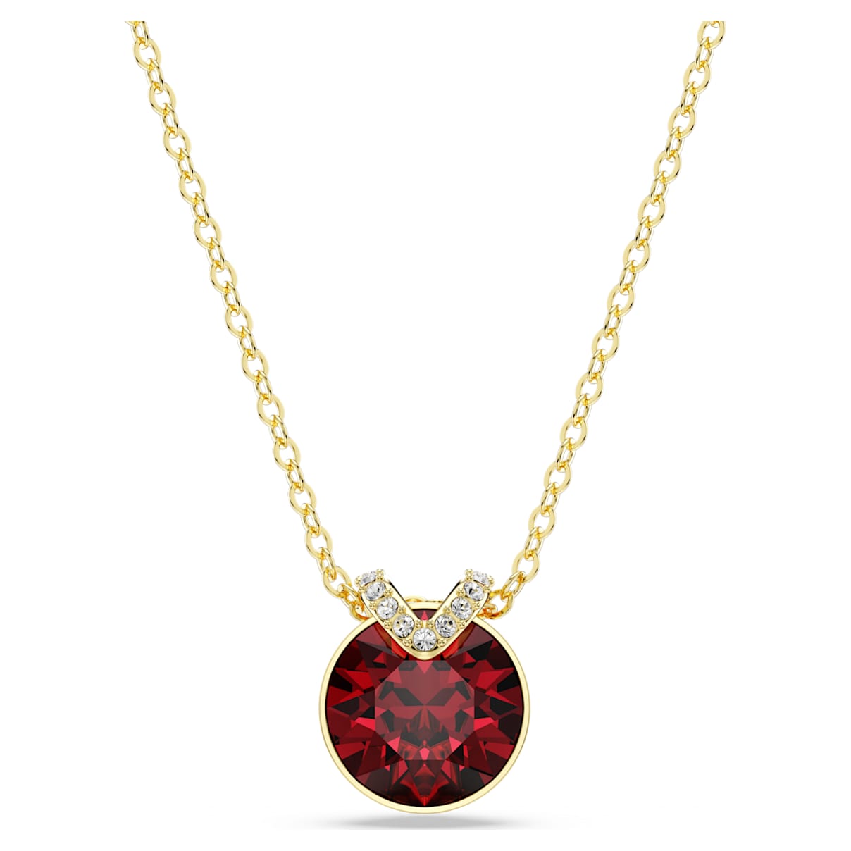 

Bella V pendant, Round cut, Red, Gold-tone plated
