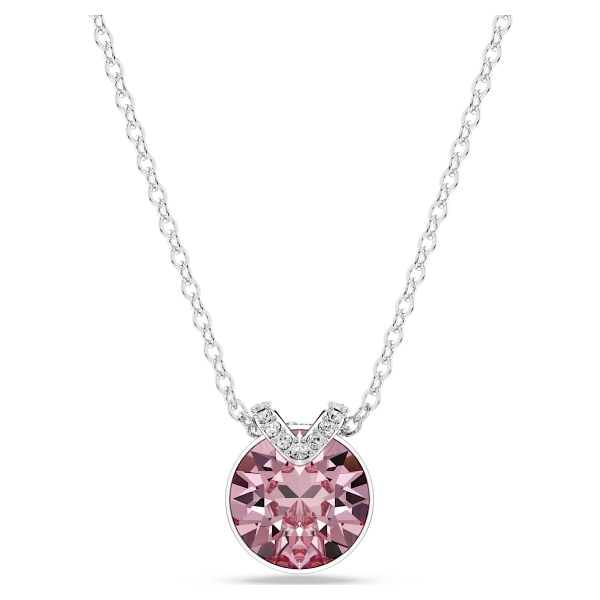 

Bella V pendant, Round cut, Pink, Rhodium plated