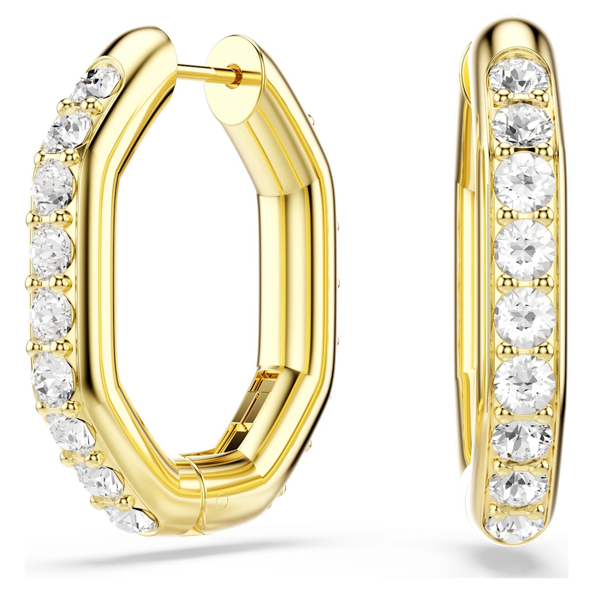 Orecchini a cerchio Dextera, Forma ottagonale, Taglio Round, Medi, Bianchi, Finitura oro 18K M