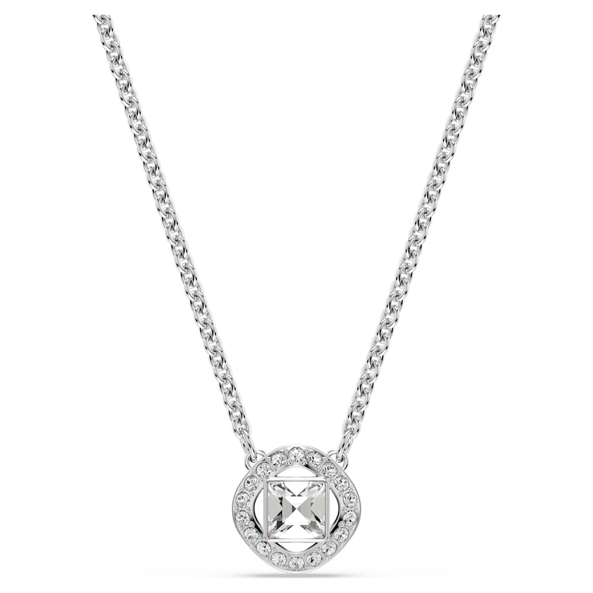 

Pendant, Round cut, White, Rhodium plated