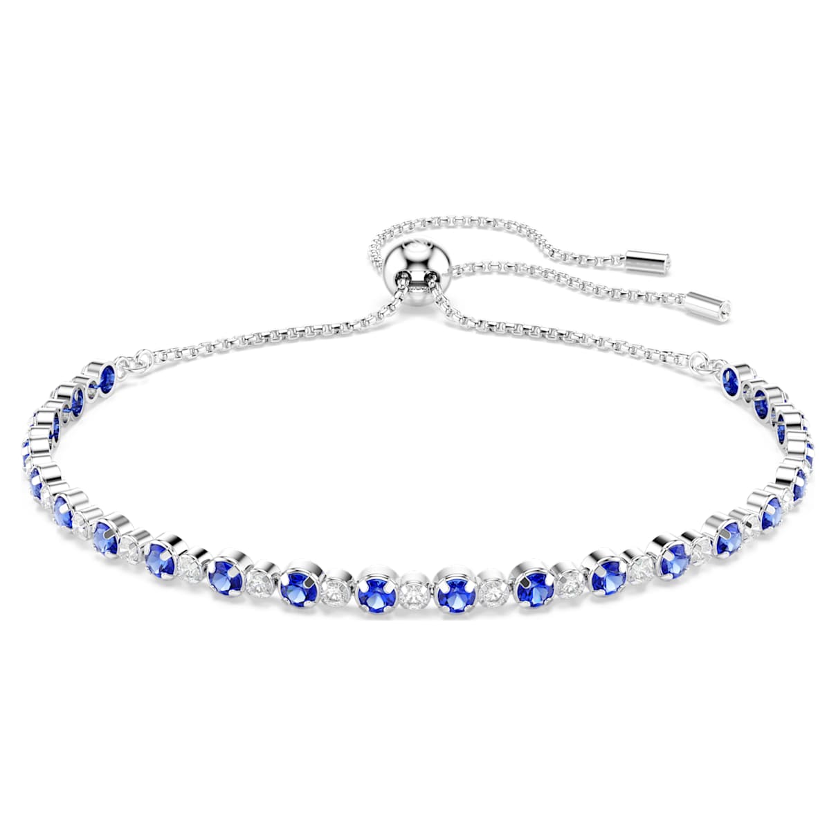 

Matrix Tennis bracelet, Mixed round cuts, Blue, Rhodium plated