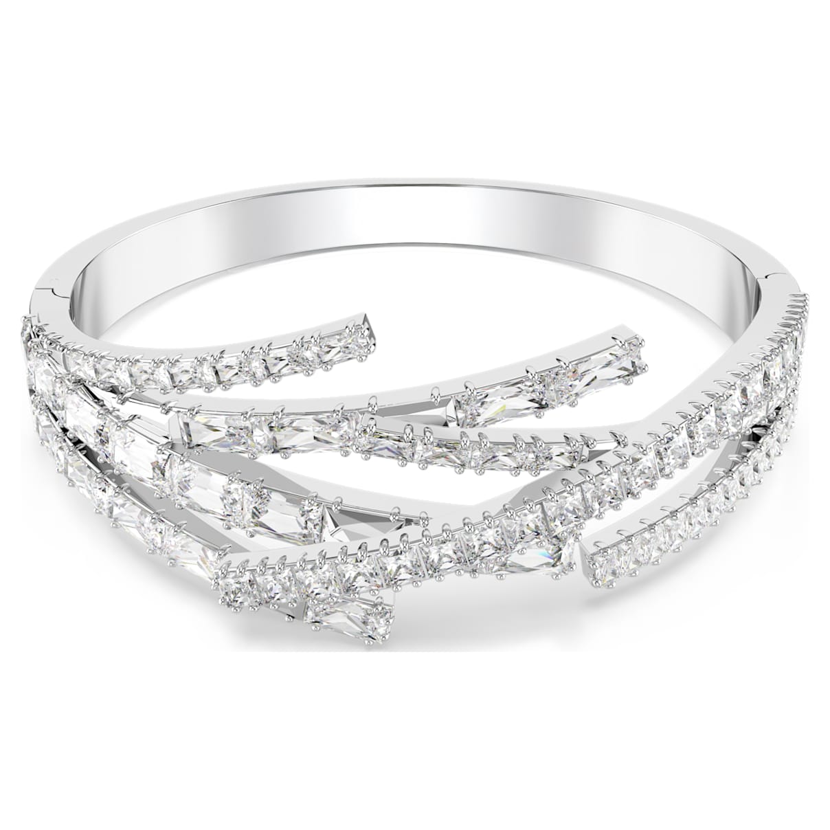 

Matrix bangle, Mixed cuts, White, Rhodium plated