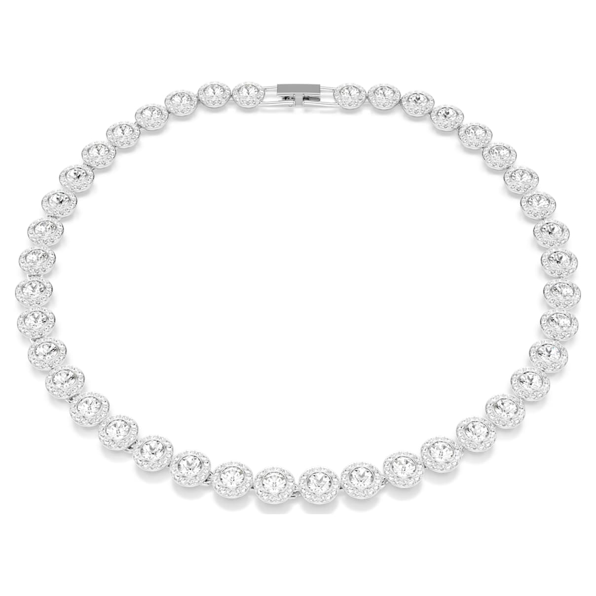 

Tennis necklace, Round cut, White, Rhodium plated