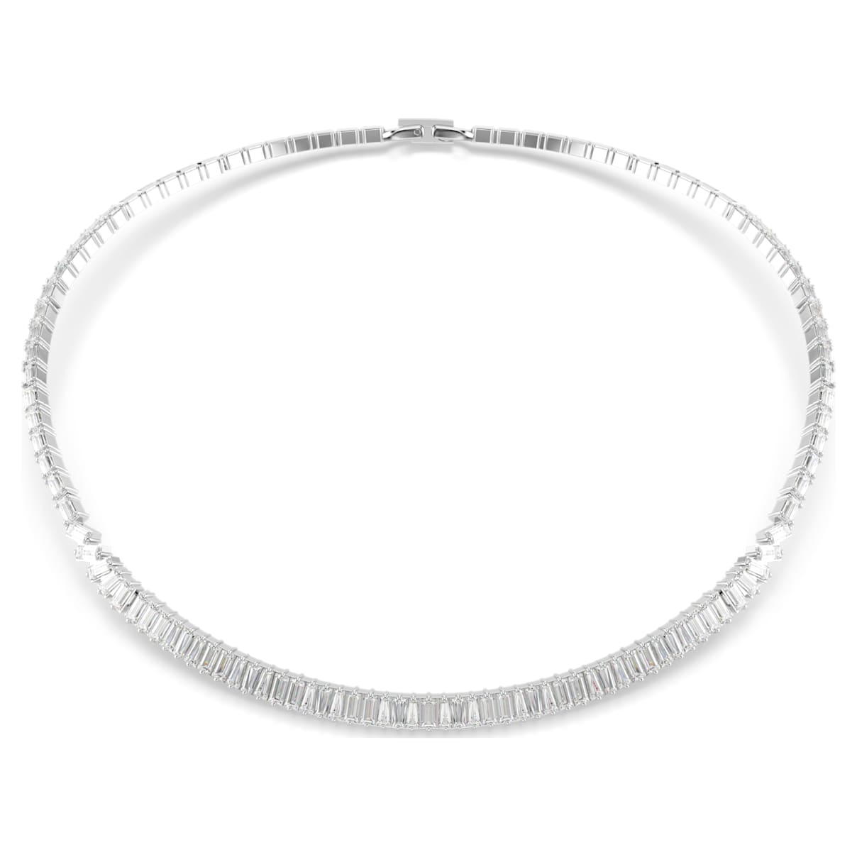 

Matrix necklace, Baguette cut, White, Rhodium plated