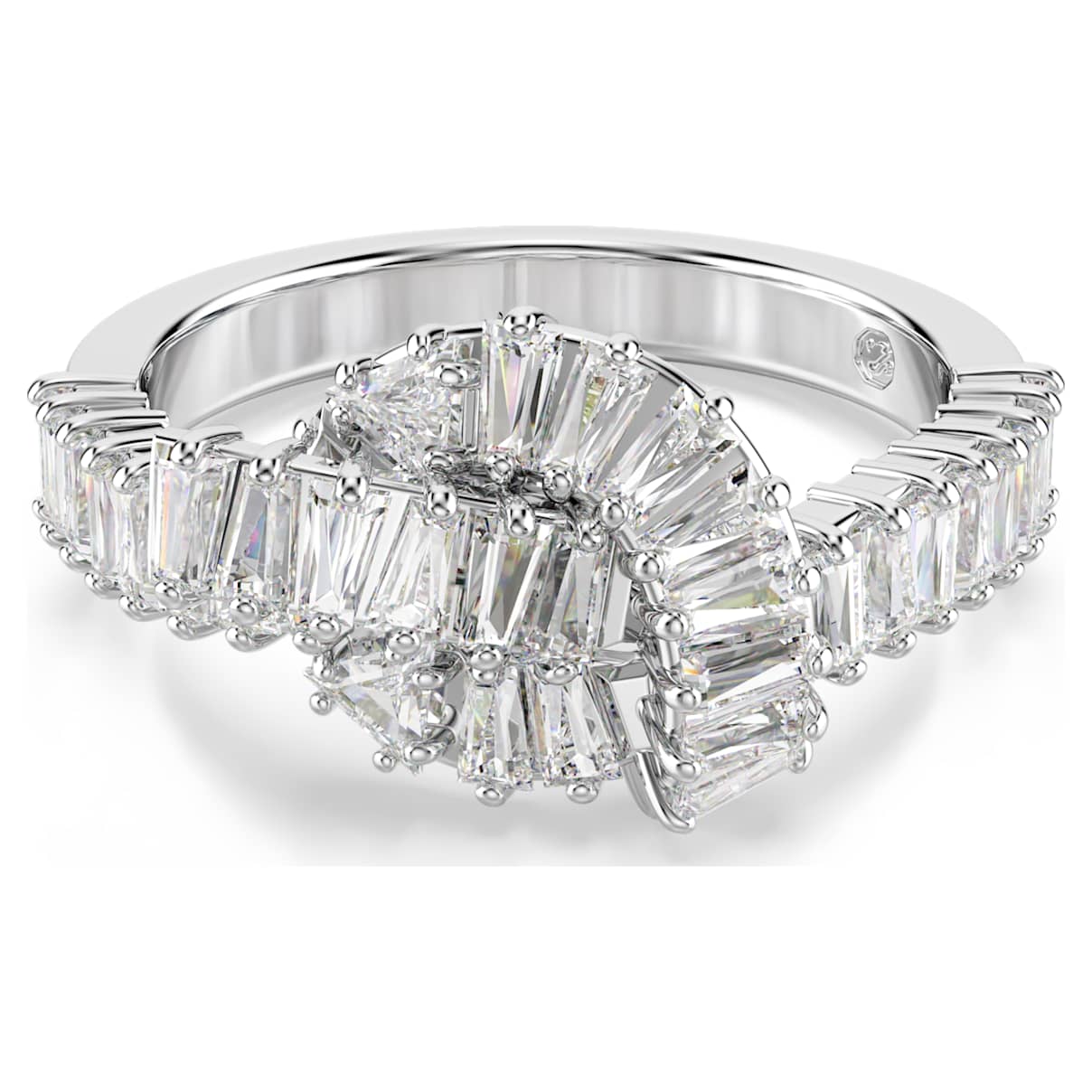 

Matrix ring, Baguette cut, Knot, White, Rhodium plated
