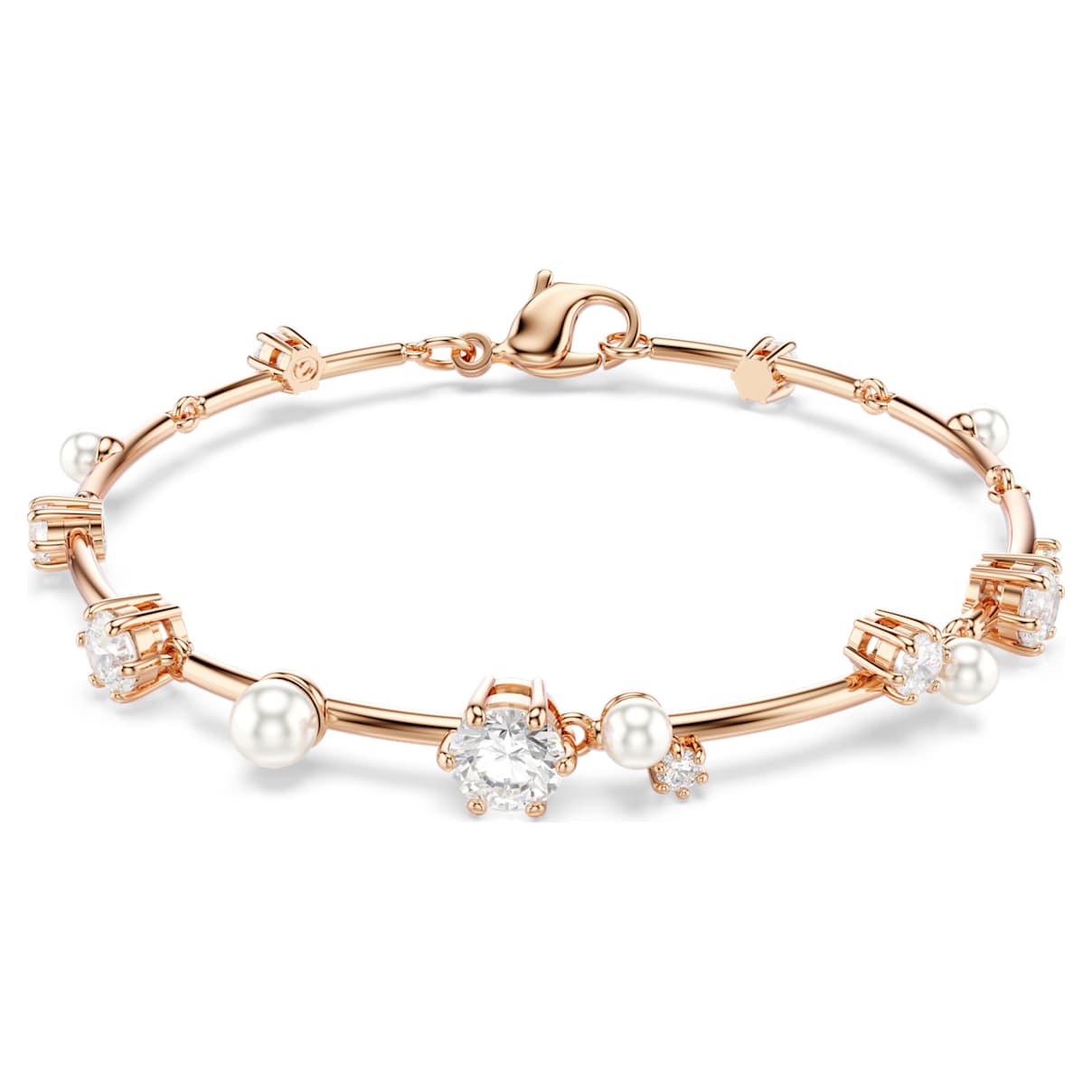 Constella Tennisarmband, Crystal Pearl, Ronde slijpvormen, Wit, Roségoudkleurige toplaag