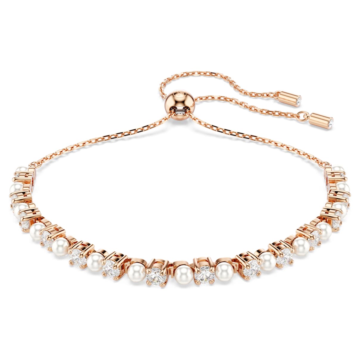 Matrix Tennisarmband, Crystal Pearl, Ronde slijpvormen, Wit, Roségoudkleurige toplaag
