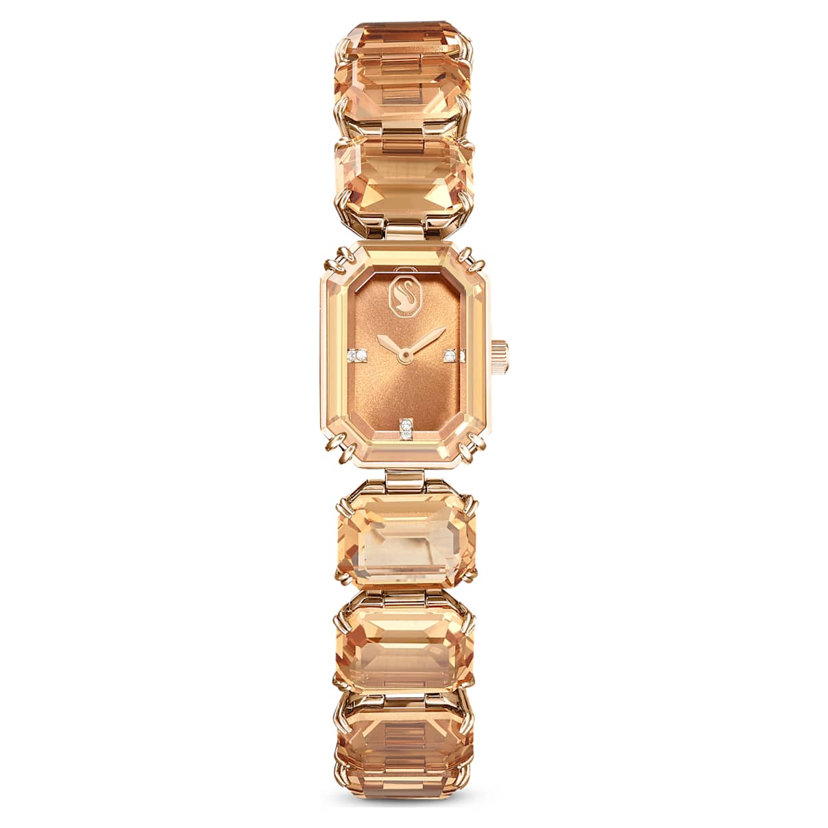 

Watch, Octagon cut bracelet, Brown, Champagne gold-tone finish
