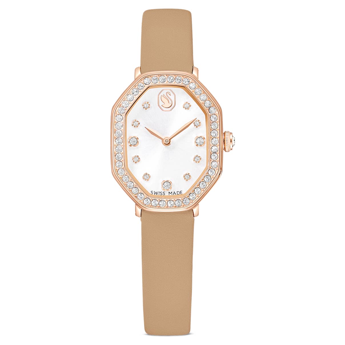 Orologio Dextera octagon, Fabbricato in Svizzera, Cinturino in pelle, Marrone, Finitura in tono oro rosa OS