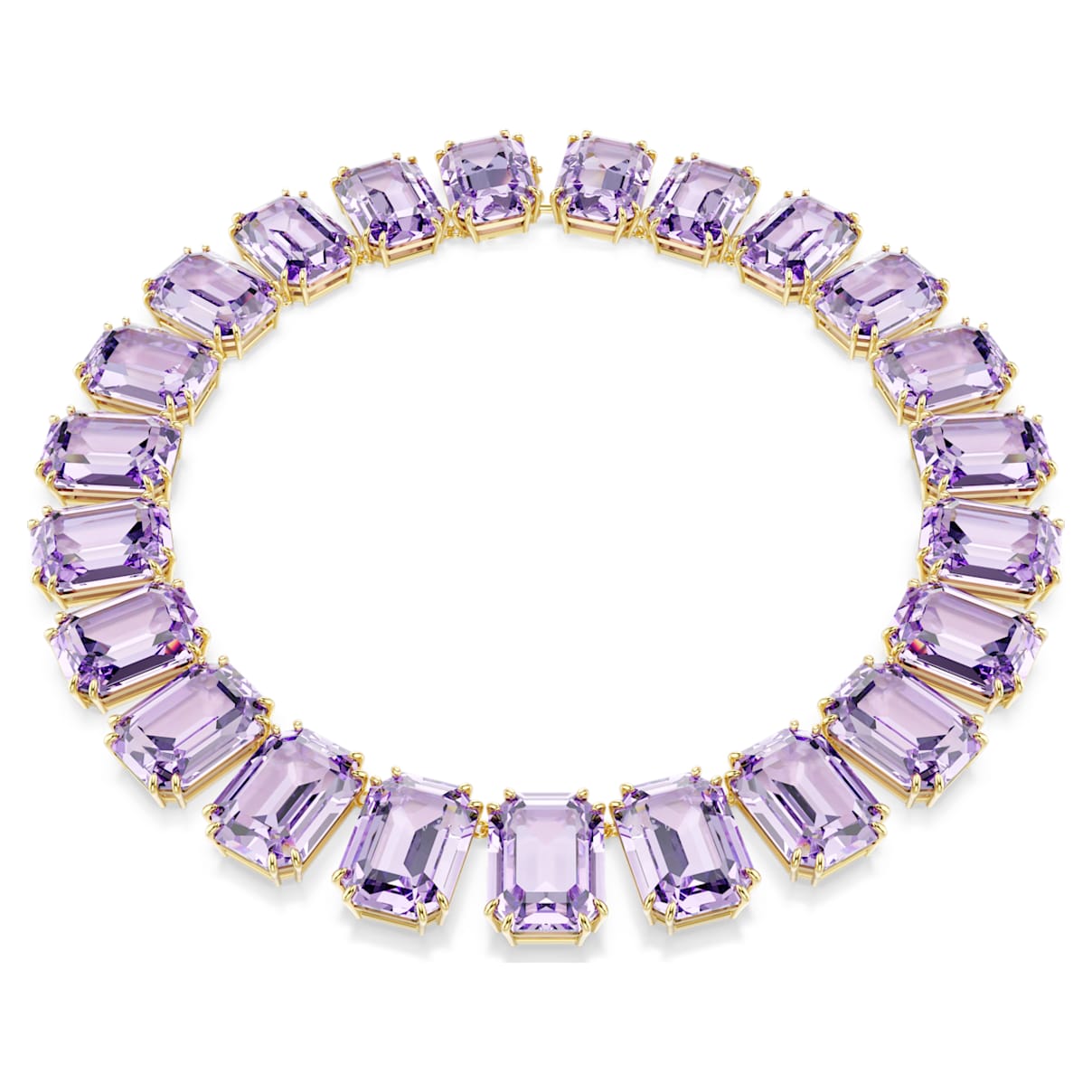 Millenia Halskette, ÃœbergroÃŸe Kristalle, Oktagon-Schliff, Violett, 18K Goldbeschichtet Unisex OS