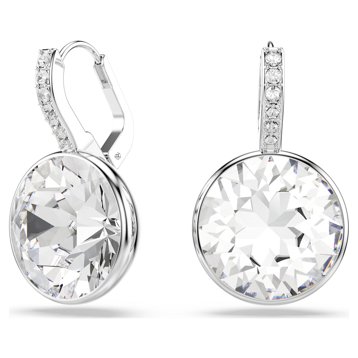 

Millenia drop earrings, Round cut, White, Rhodium plated