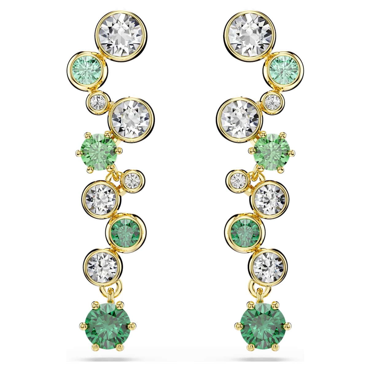 Orecchini pendenti Constella, Taglio misto, Verdi, Finitura oro 18K OS