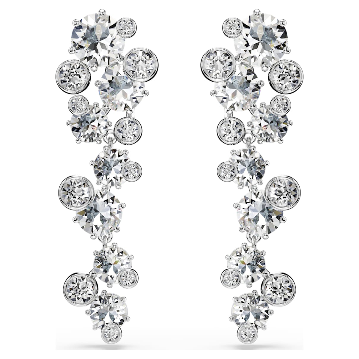 

Constella drop earrings, Mixed cuts, White, Rhodium plated