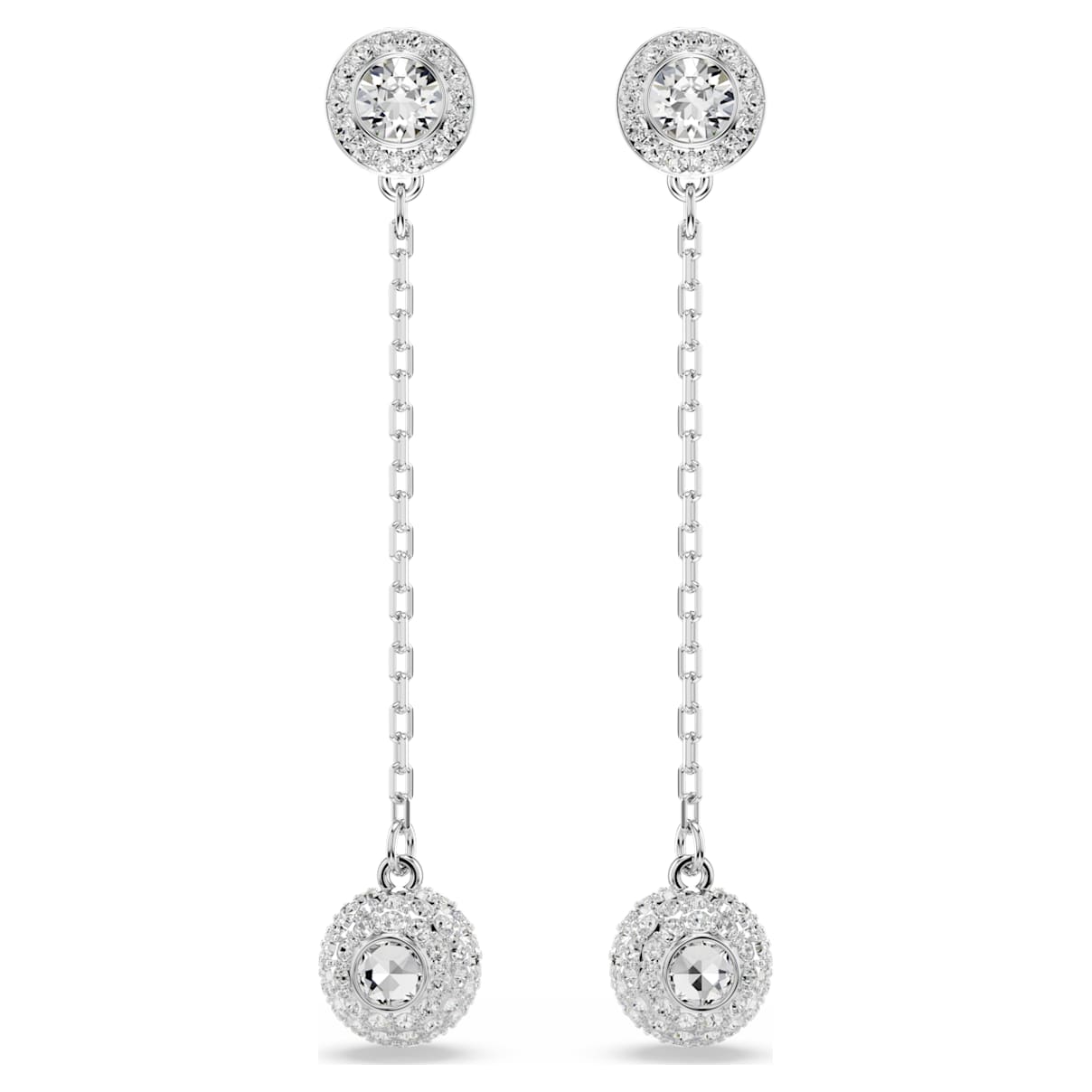 

Una Angelic drop earrings, Round cut, White, Rhodium plated