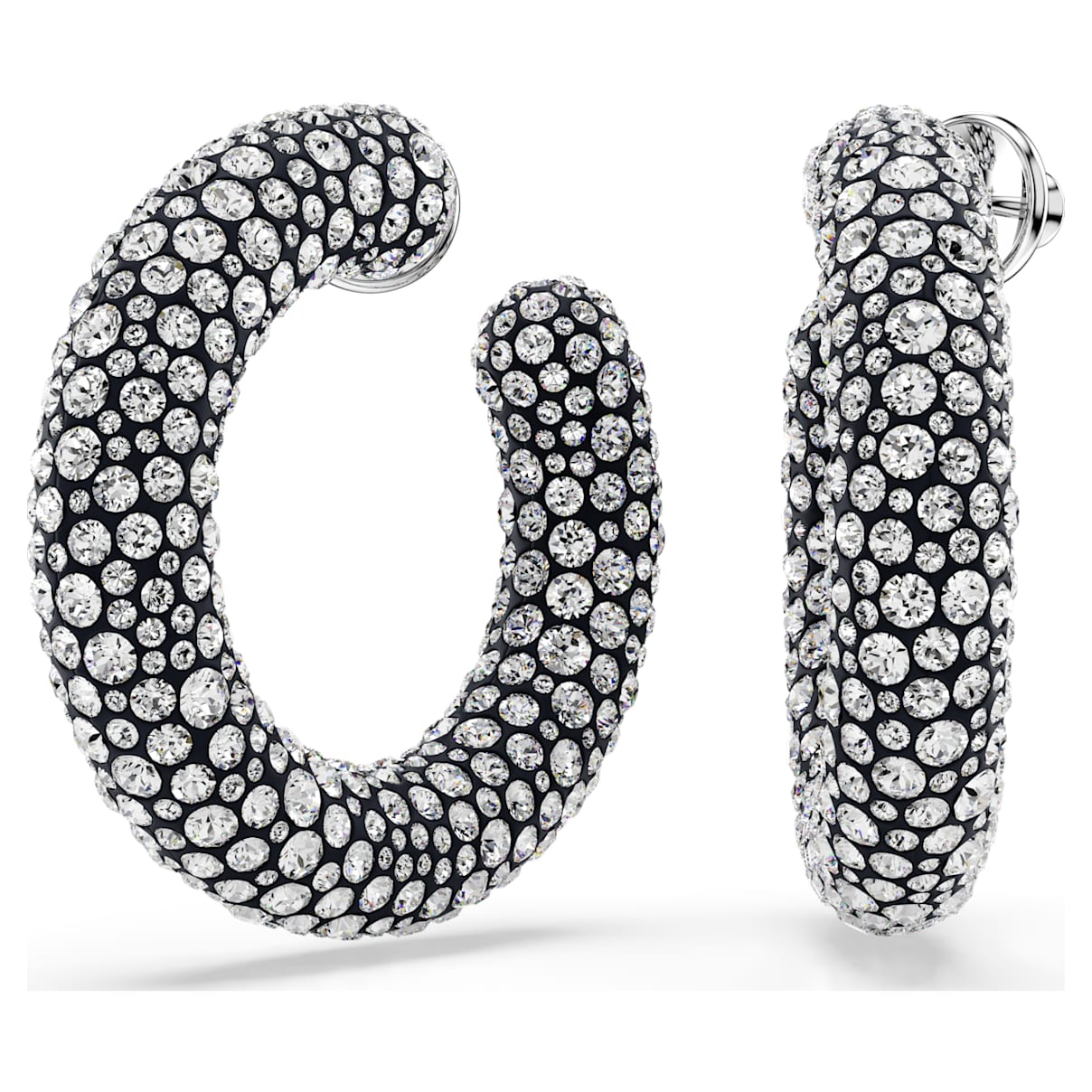 

Sublima hoop earrings, Mixed round cuts, White, Rhodium plated