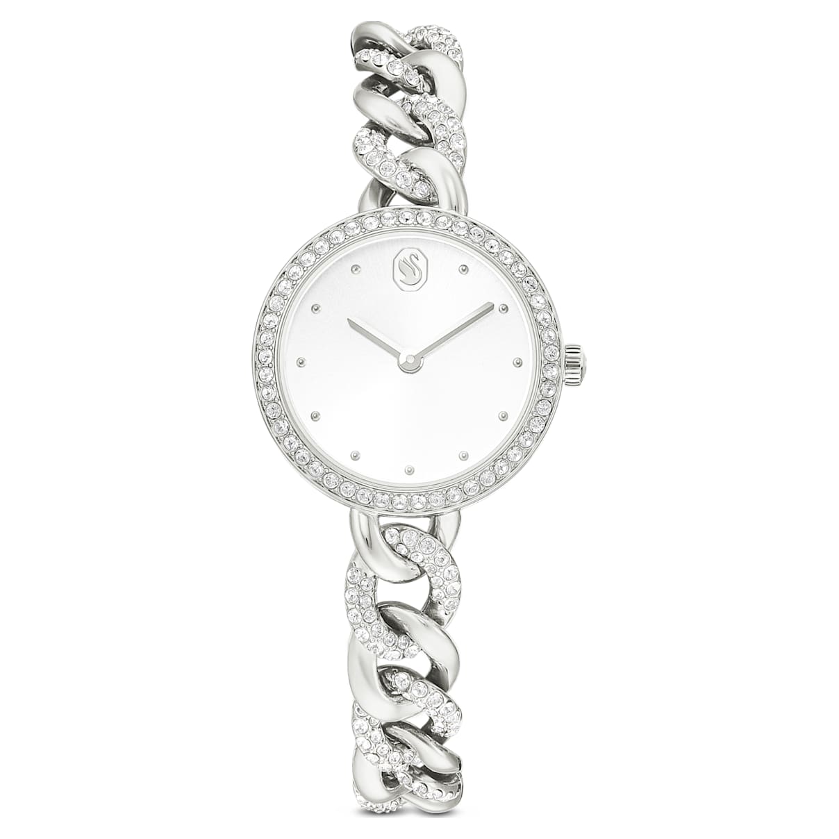 Cocktail round Uhr, Metallarmband, Silberfarben, Edelstahl Unisex OS