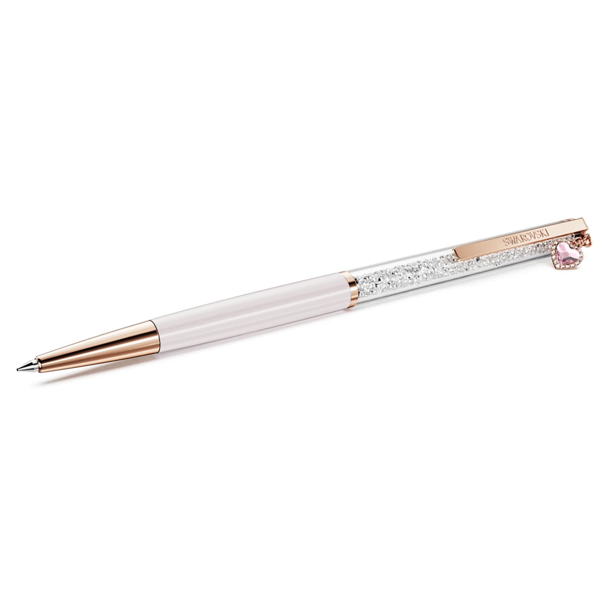 Penna a sfera Crystalline, Cuore, Rosa, Laccato rosa, placcato color oro rosa OS