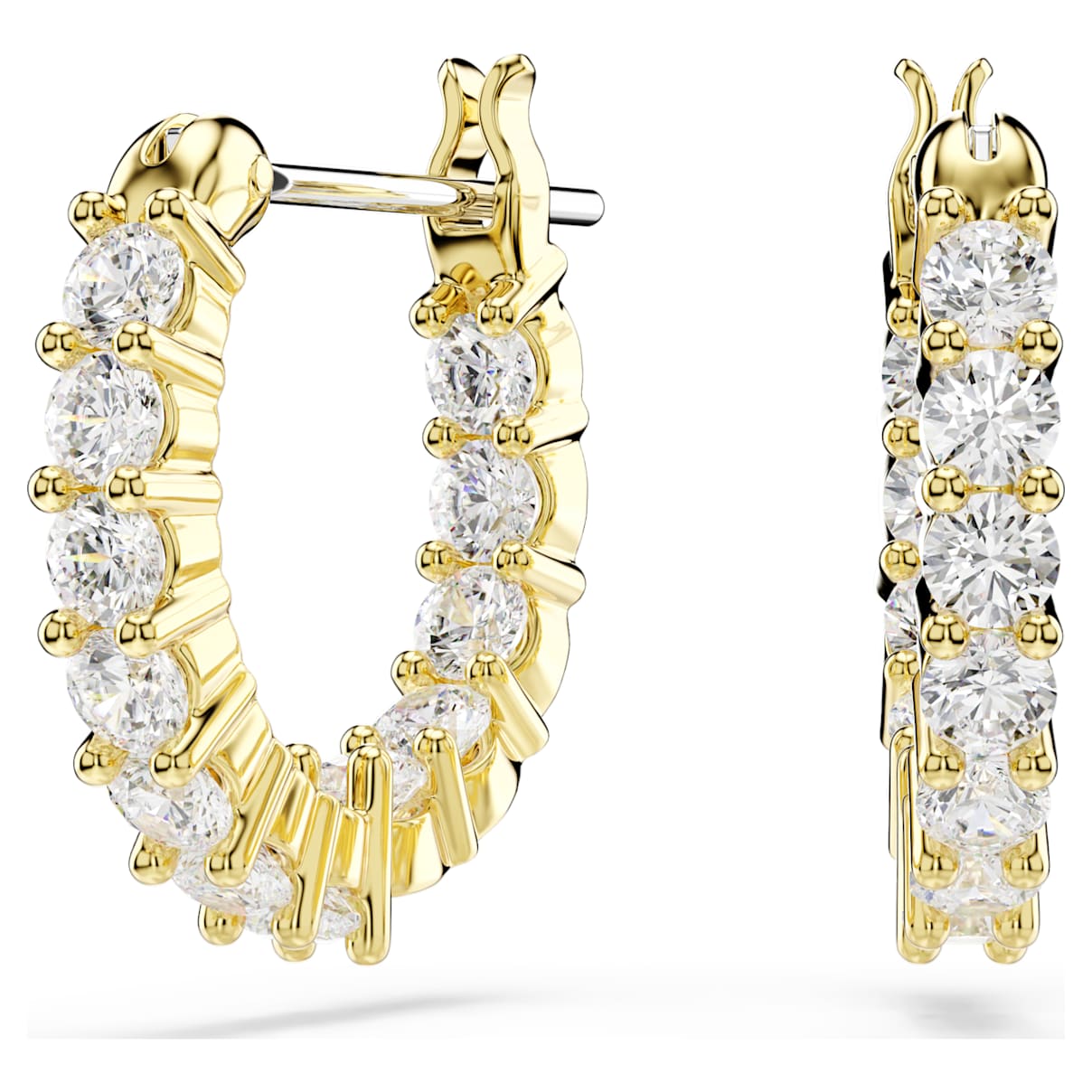 

Matrix Vittore hoop earrings, Round cut, White, Gold-tone plated