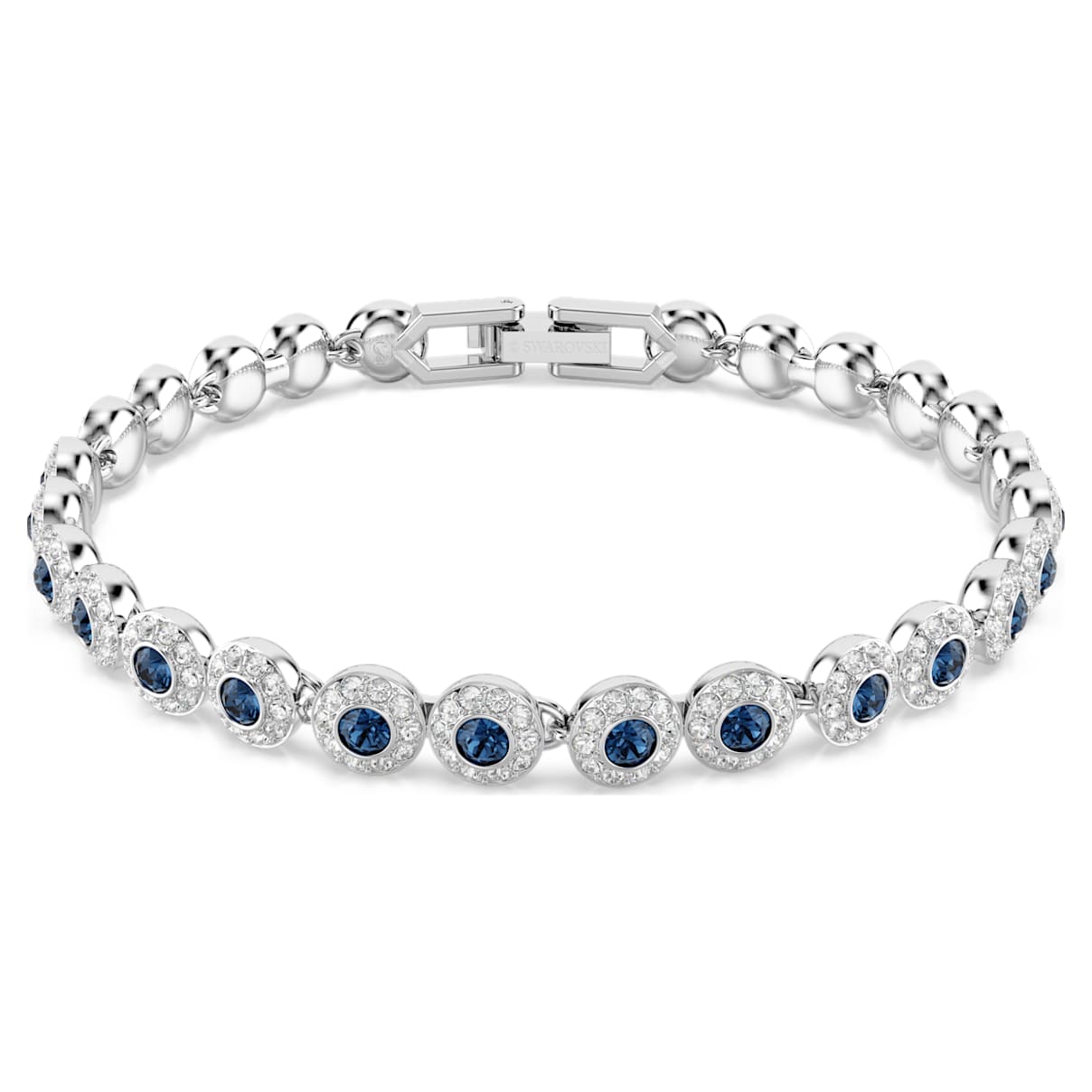 

Una Angelic Tennis bracelet, Round cut, Blue, Rhodium plated