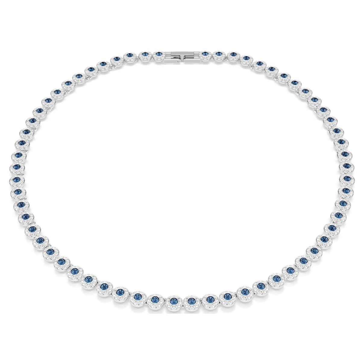 

Una Angelic Tennis necklace, Round cut, Blue, Rhodium plated