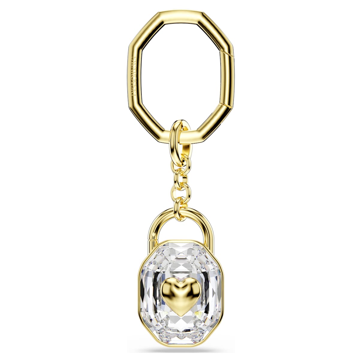 

Porte-clés, Taille ovale, Blanc, Placage de ton or
