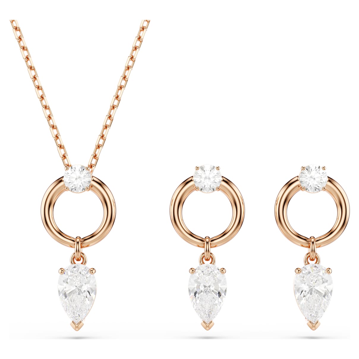 

Mesmera set, Pear cut, Round cut, White, Rose gold-tone plated