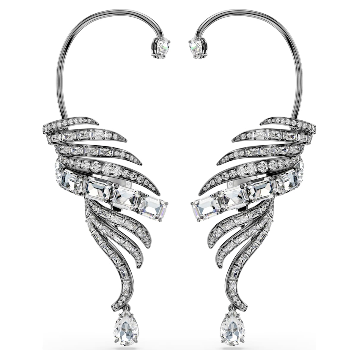 

The Vienna Collection ear cuffs, Feather, Large, White, Ruthenium plated