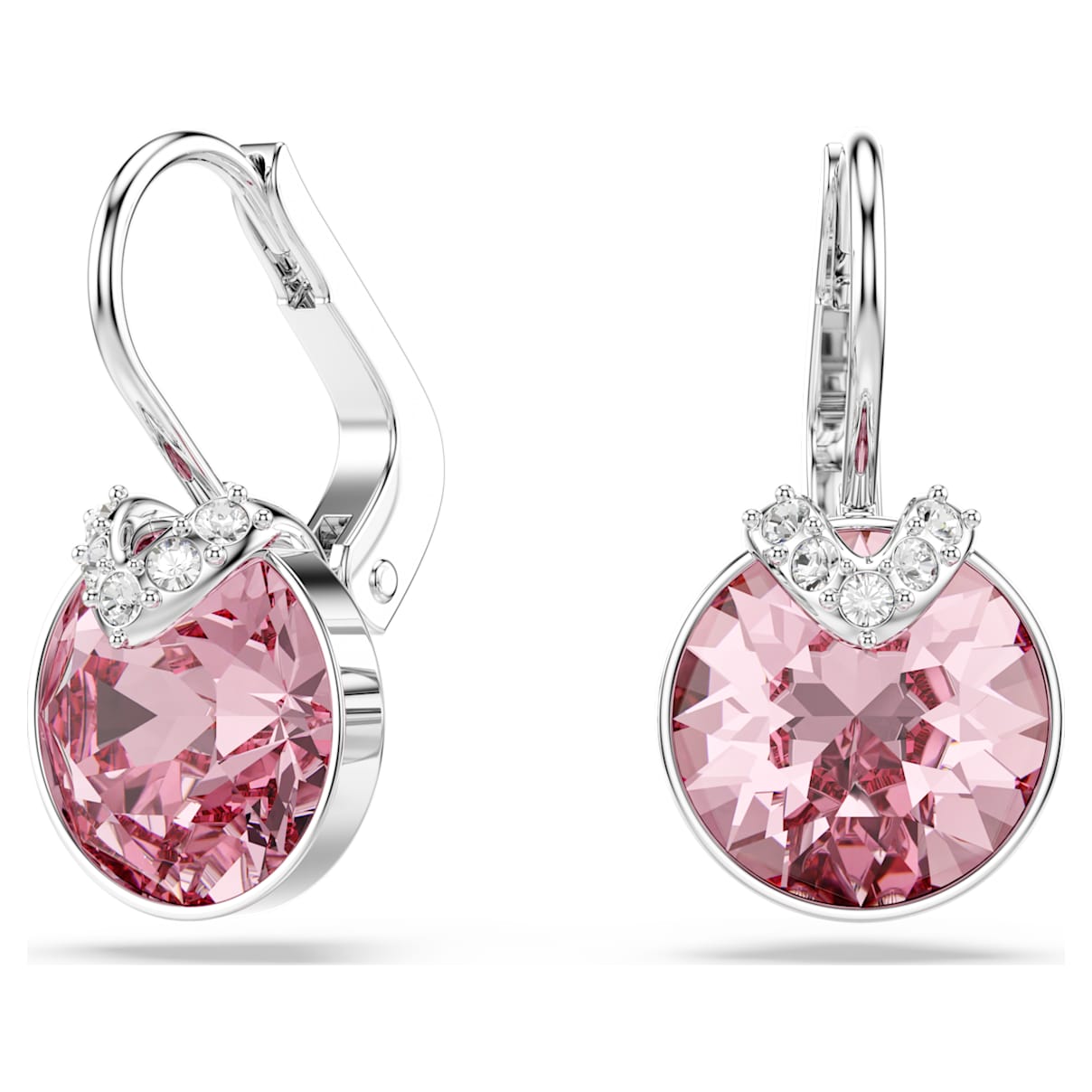 Bella V Oorhangers, Ronde slijpvorm, Roze, Rodium toplaag
