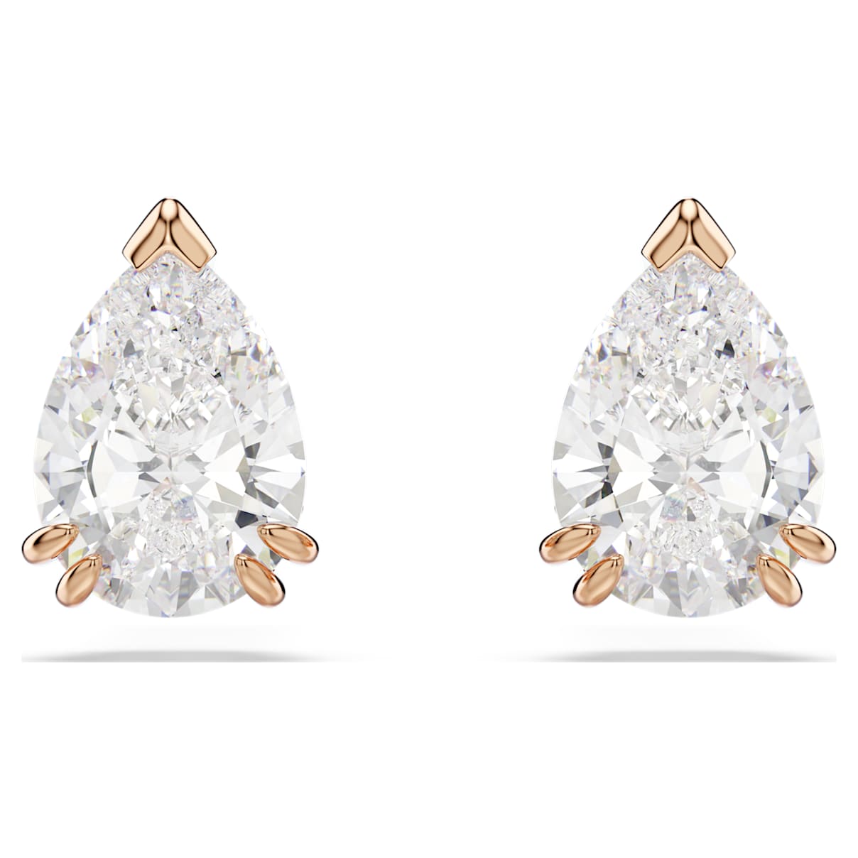 

Stilla stud earrings, Pear cut, White, Rose gold-tone plated