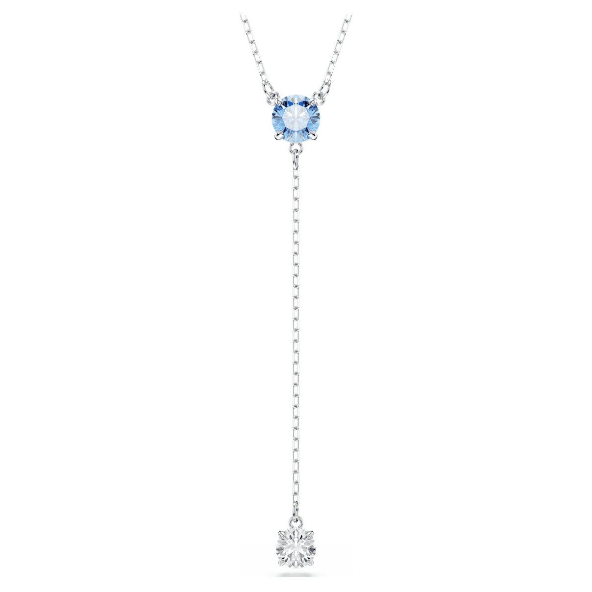 

Stilla Attract Y necklace, Round cut, Blue, Rhodium plated