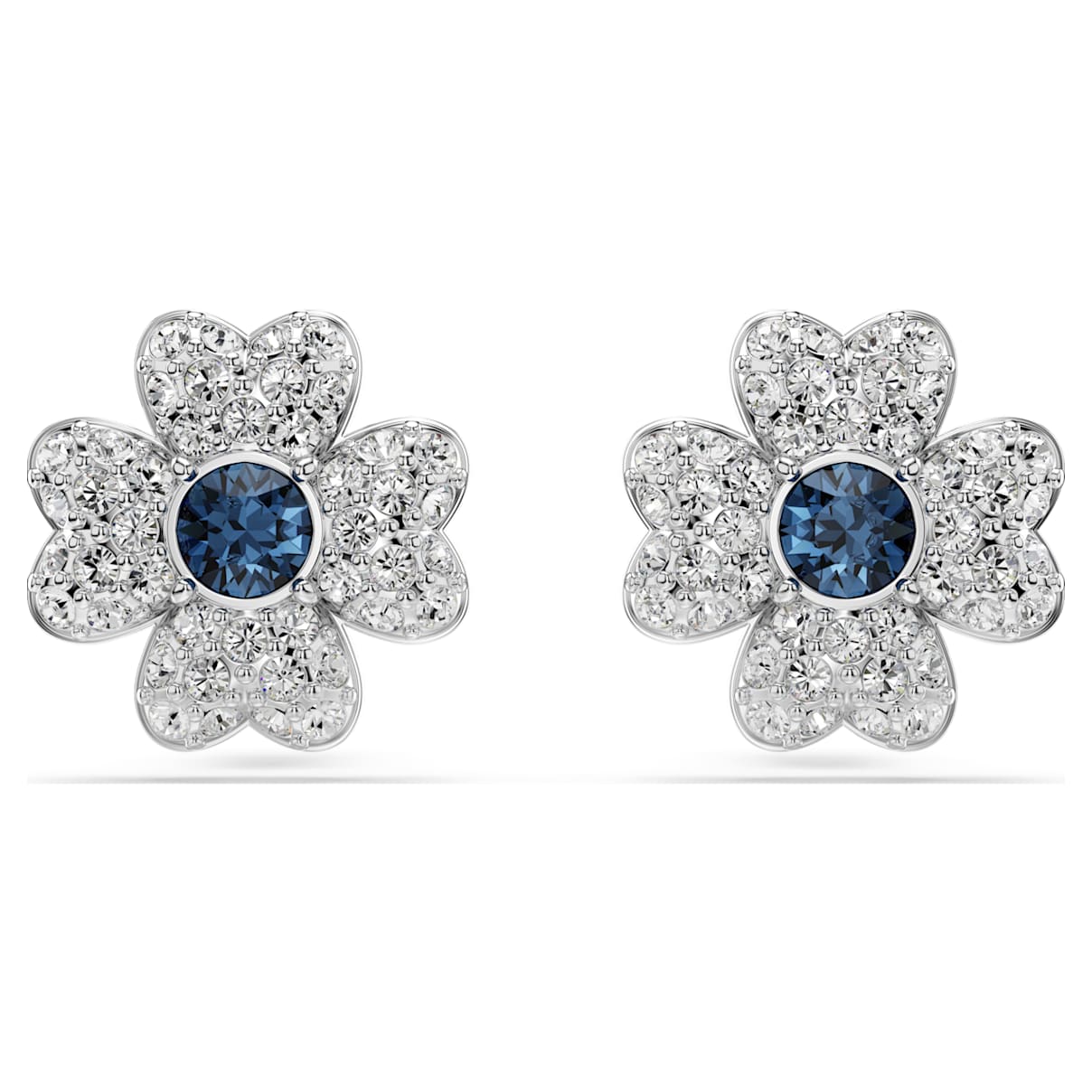 

Symbolica stud earrings, Clover, Blue, Rhodium plated