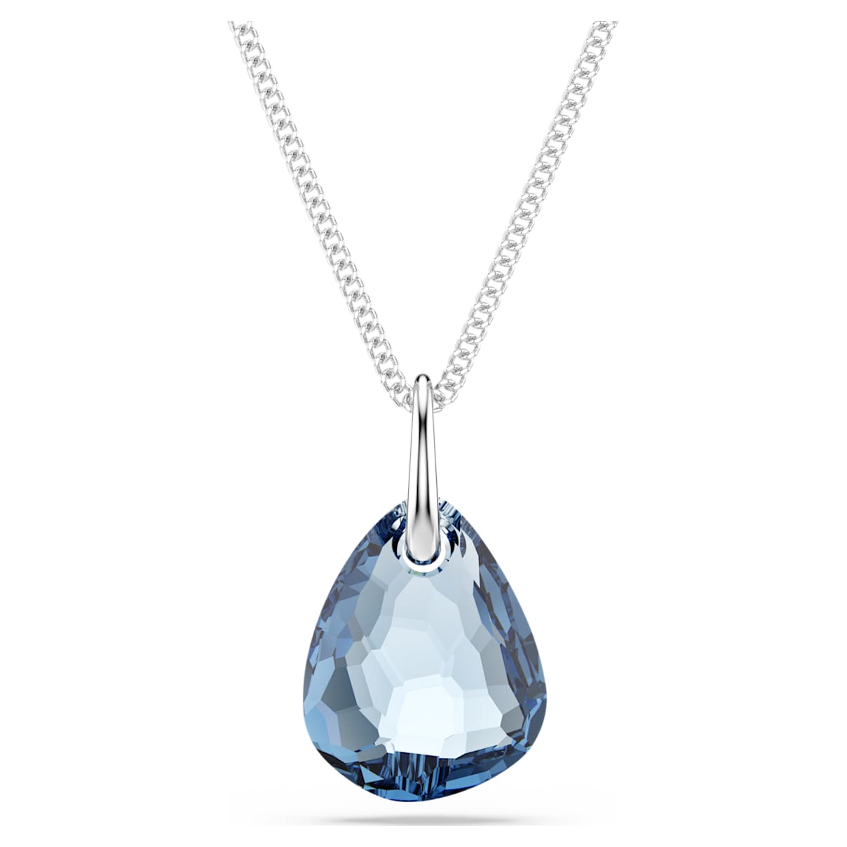 

Galet pendant, Blue, Rhodium plated