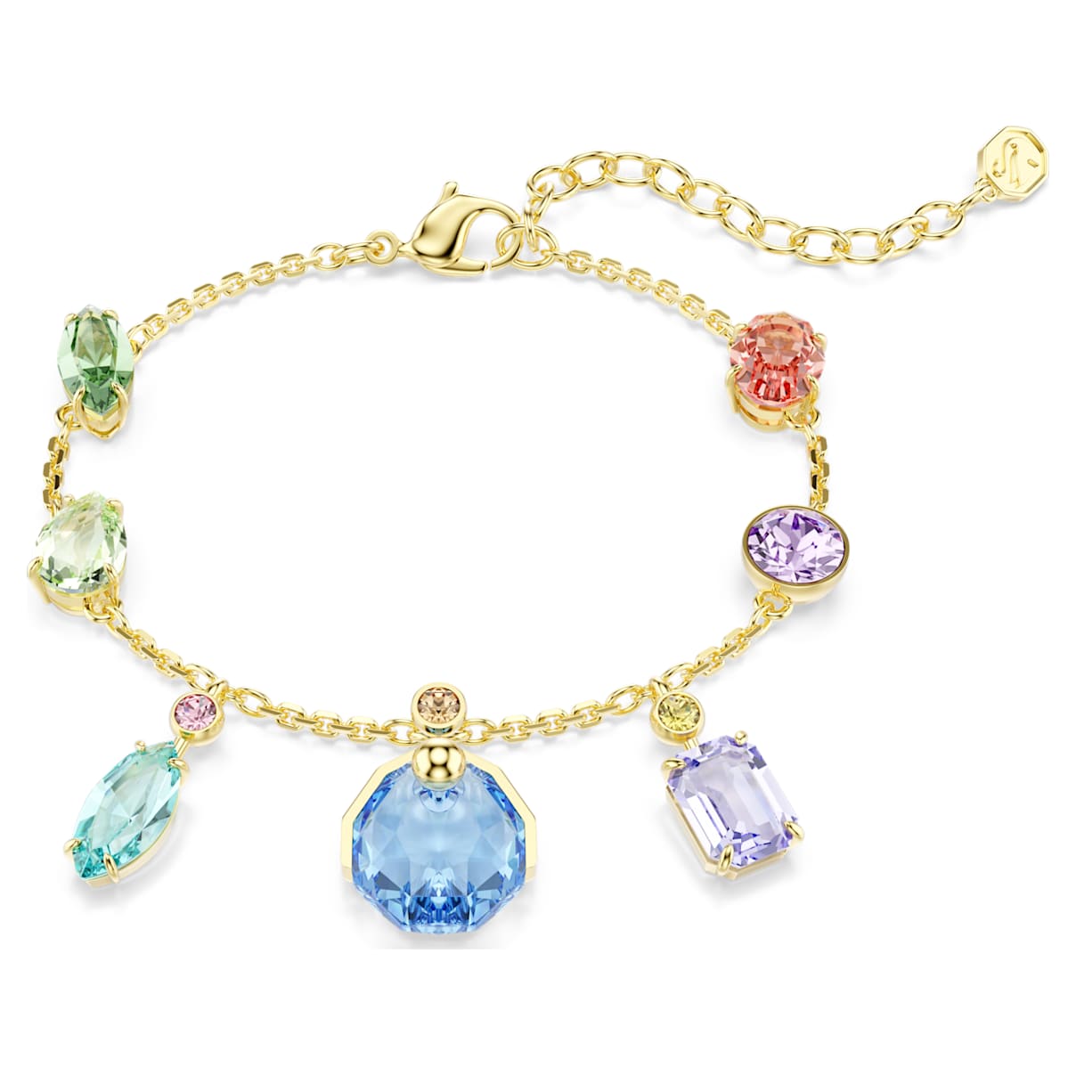 Swarovski Gema Bracelet, Mixed Cuts, Dangling Crystals, Multicoloured, Gold-Tone Plated