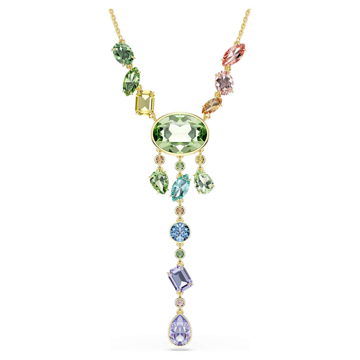 Gema Y-Halskette, Verschiedene Schliffe, Mehrfarbig, 18K Goldbeschichtet Unisex OS