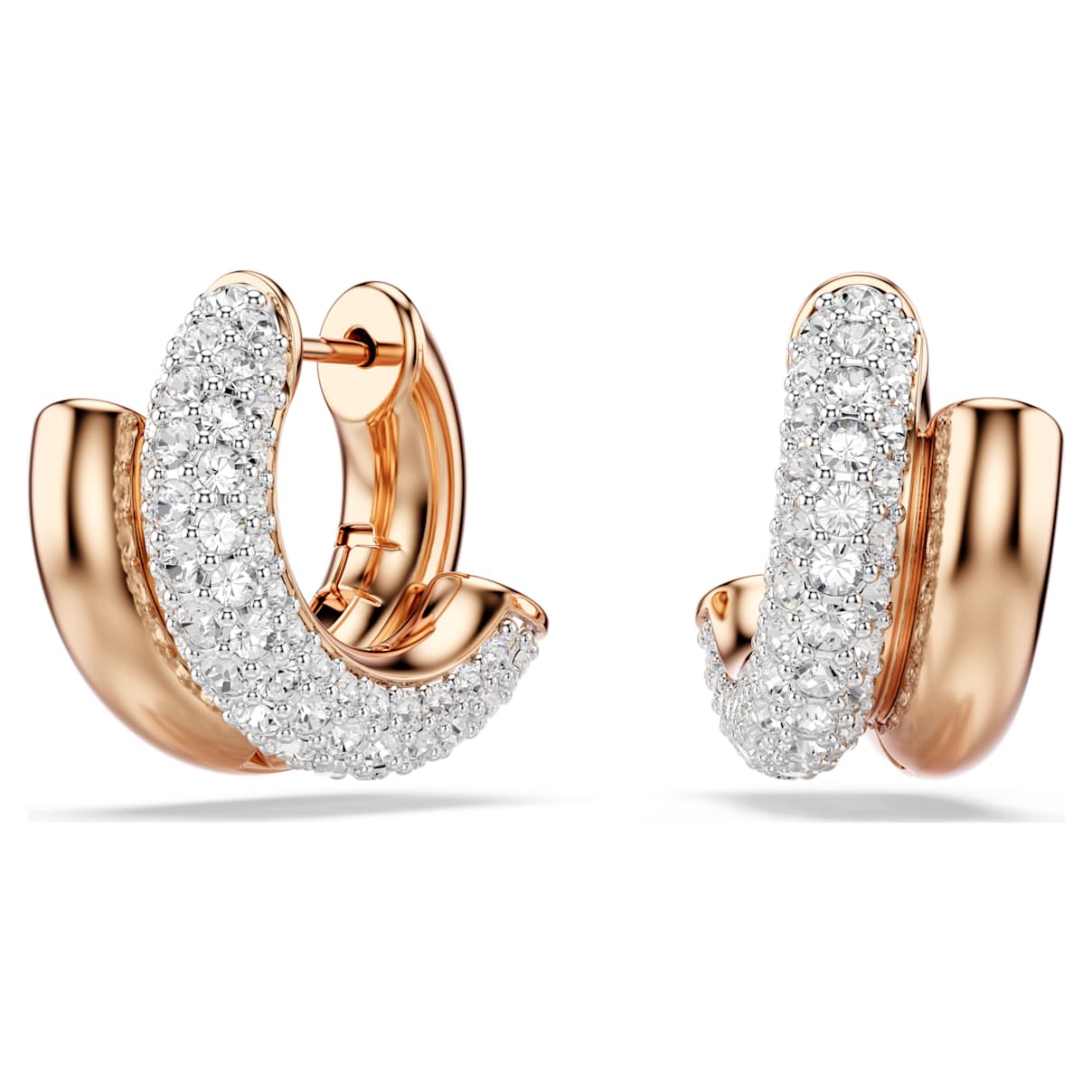 Swarovski Dextera Hoop Earrings  Round Cut  Mini  White  18K Rose Gold Finish