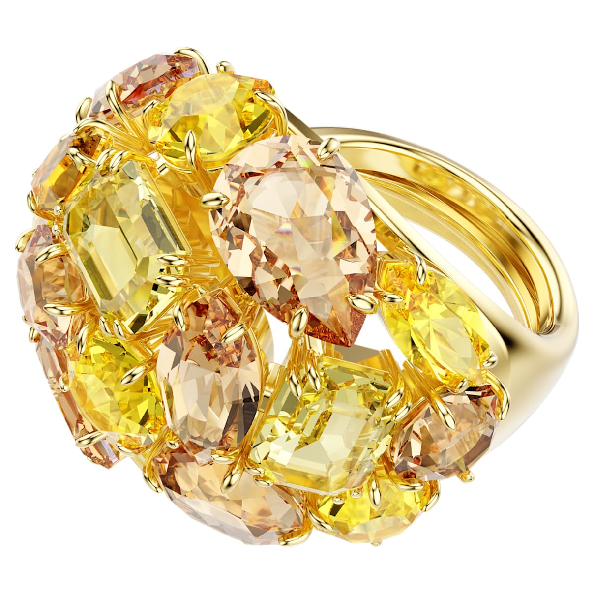 

Gema cocktail ring, Mixed cuts, Yellow, Gold-tone plated
