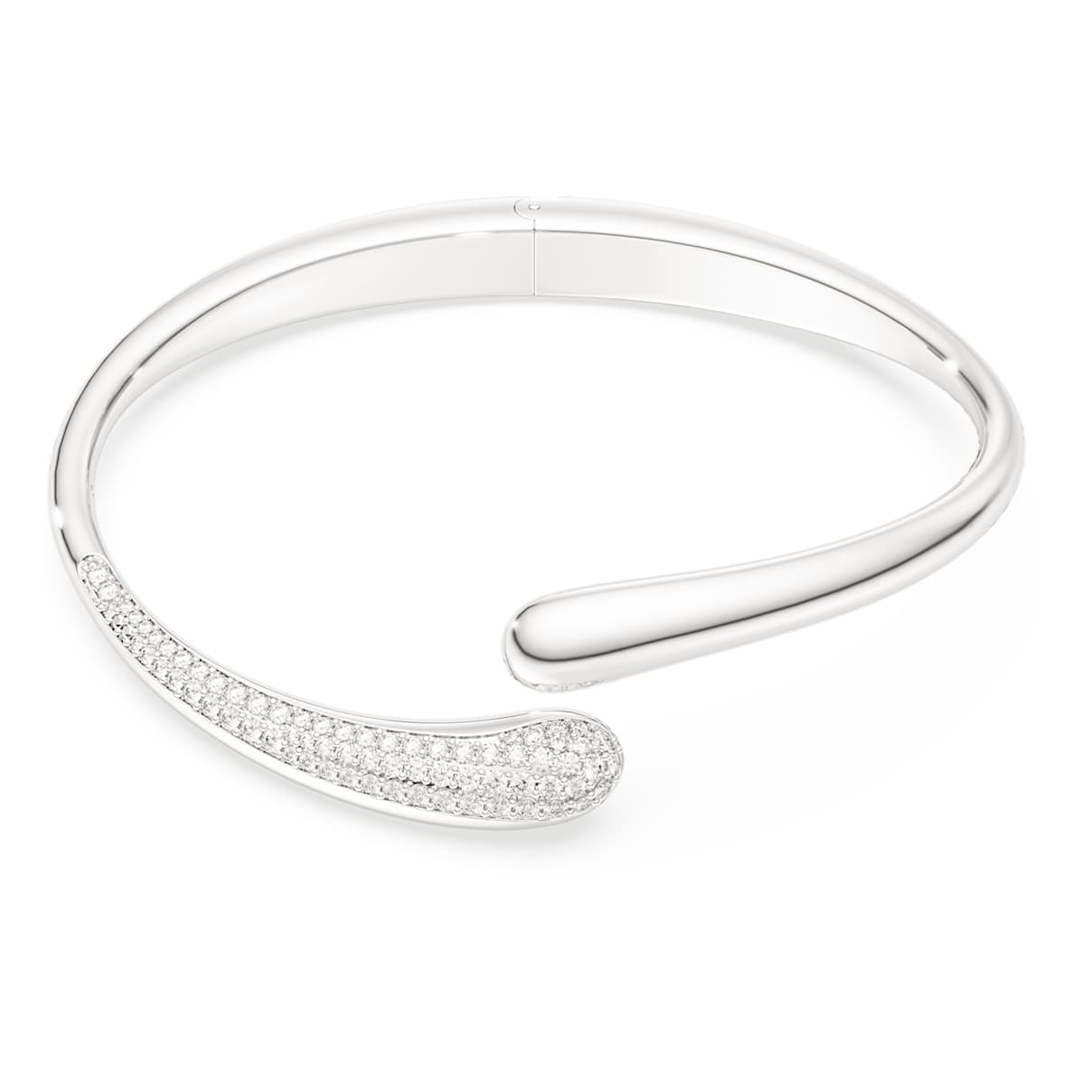 Swarovski Classica bangle, Intertwining, Round cut, White, Sterling silver