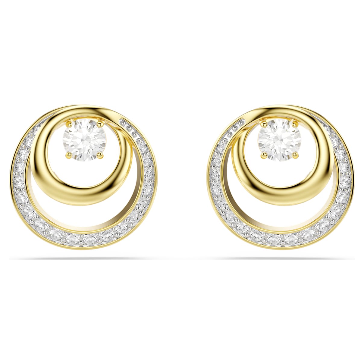 Orecchini a lobo Hyperbola, Taglio Round, Bianchi, Finitura oro 18K OS