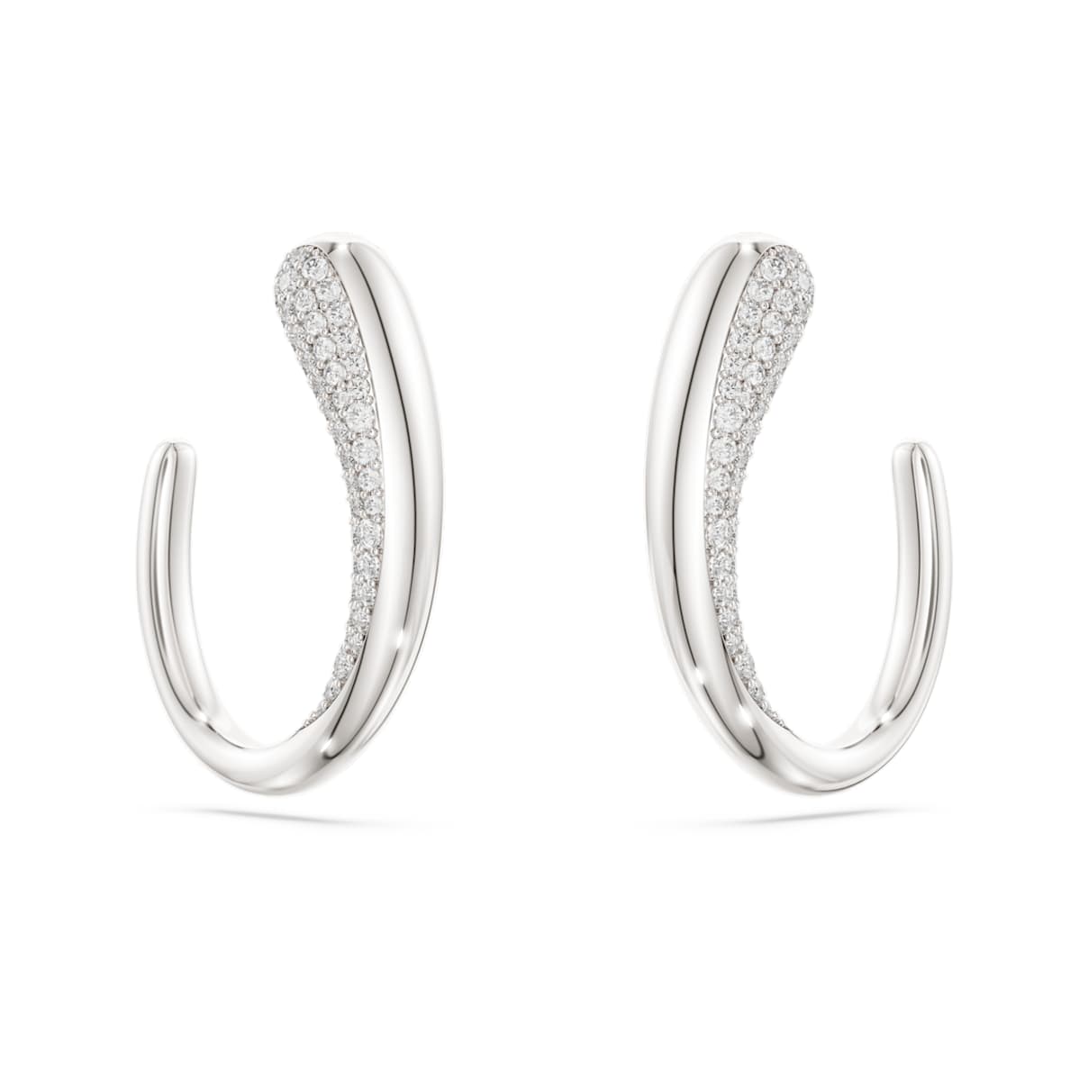 Pendientes de aro Swarovski Classica, Talla redonda, Blancos, Plata de ley