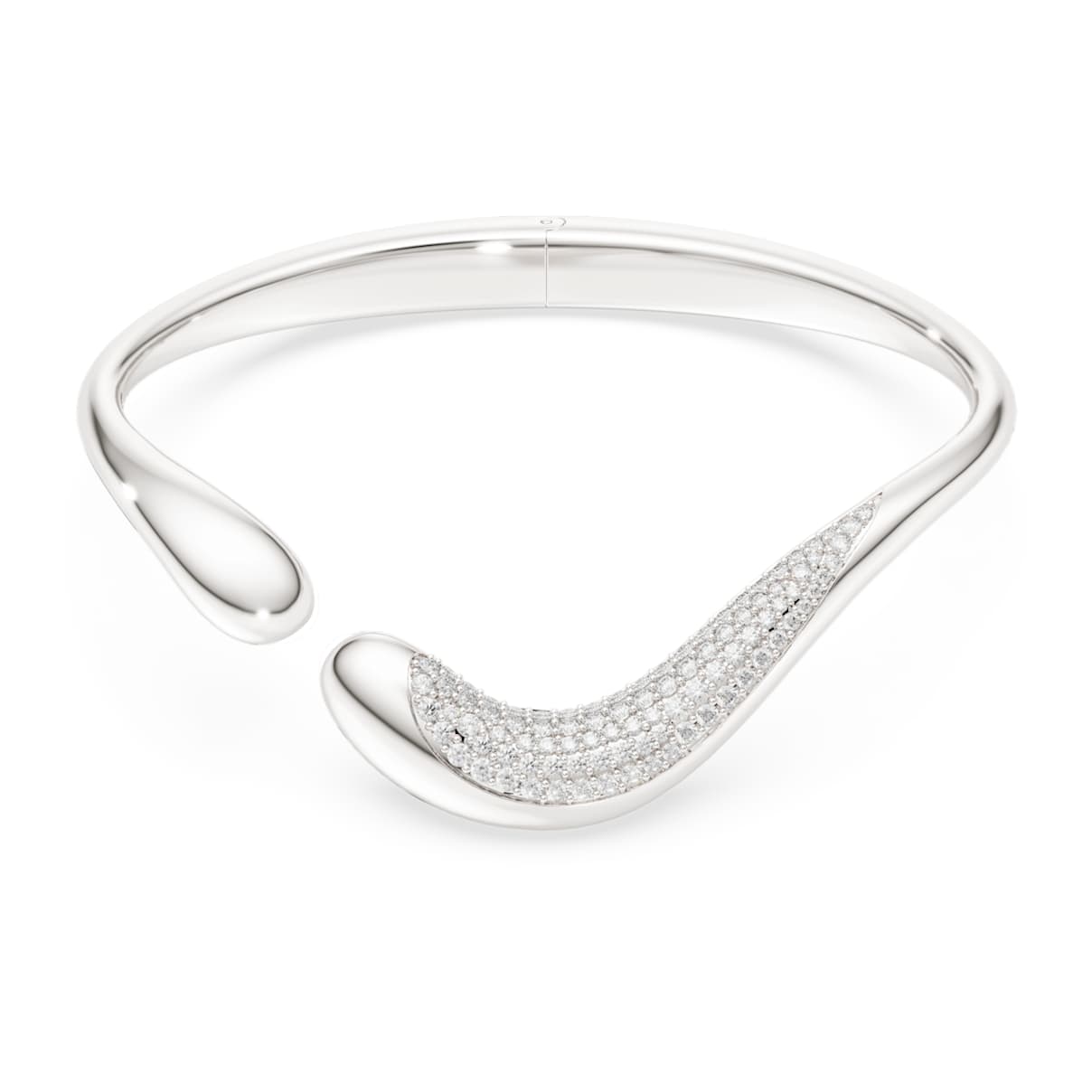 Swarovski Classica bangle, Open, Round cut, White, Sterling silver