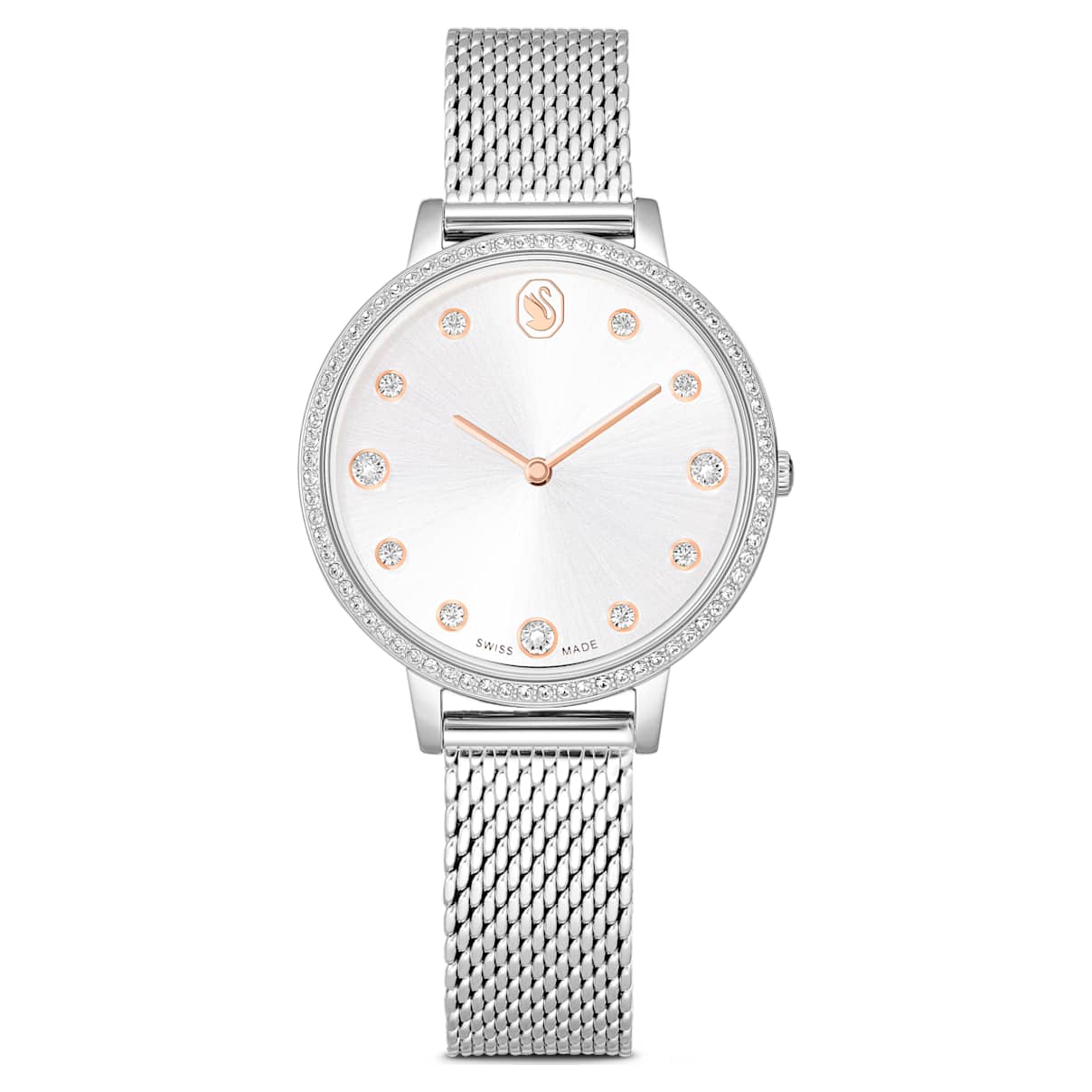 Clarica Uhr, Schweizer Produktion, Metallarmband, Silberfarben, Edelstahl Unisex OS