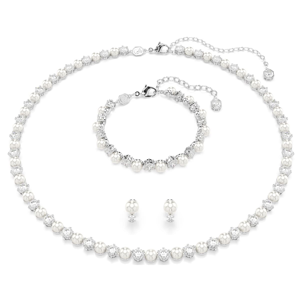 Set Matrix, Crystal Pearl, Taglio Round, Bianco, Placcato rodio OS
