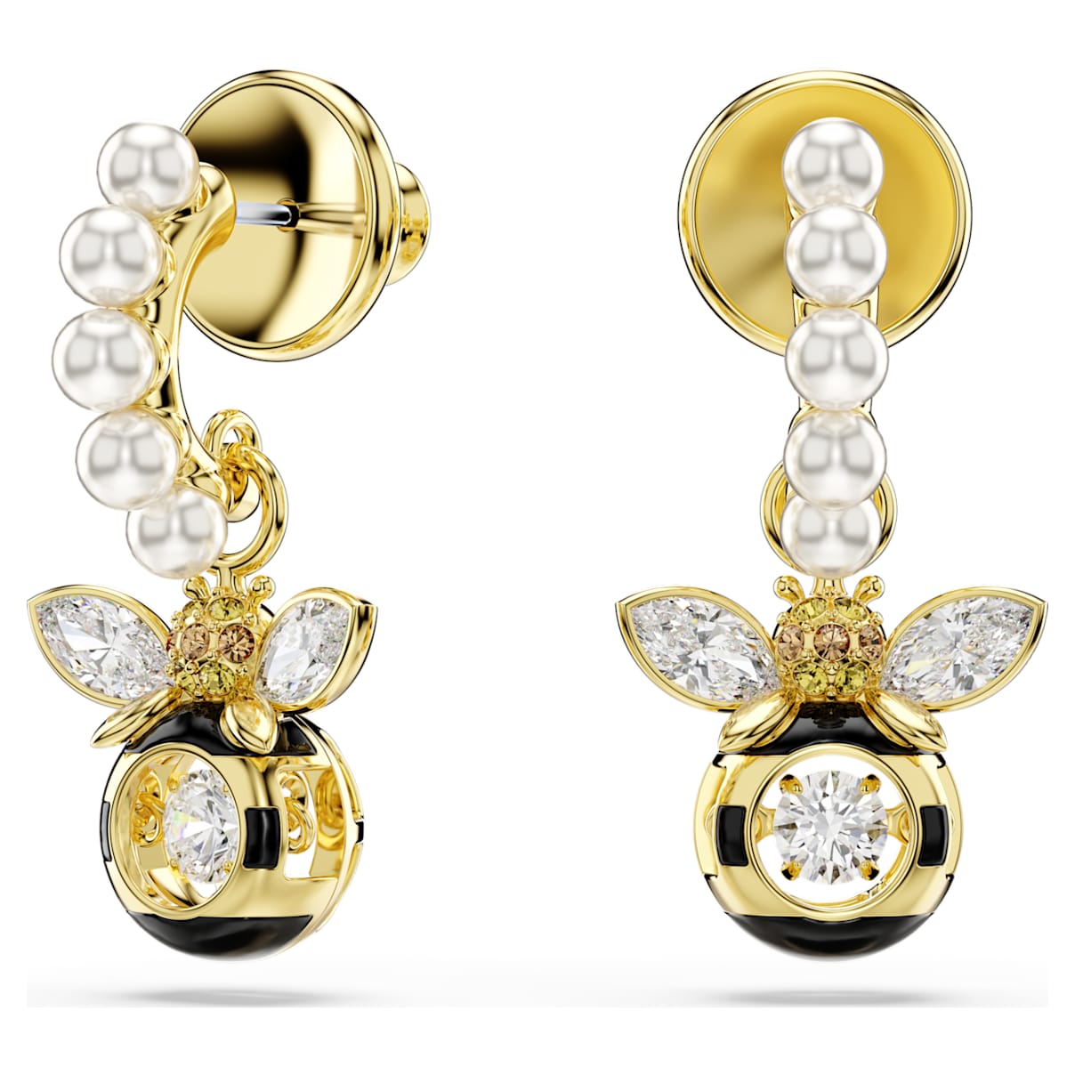 Idyllia Drop-Ohrhänger, Kristallperle, Verschiedene Schliffe, Biene, Mehrfarbig, 18K Goldbeschichtet Unisex OS