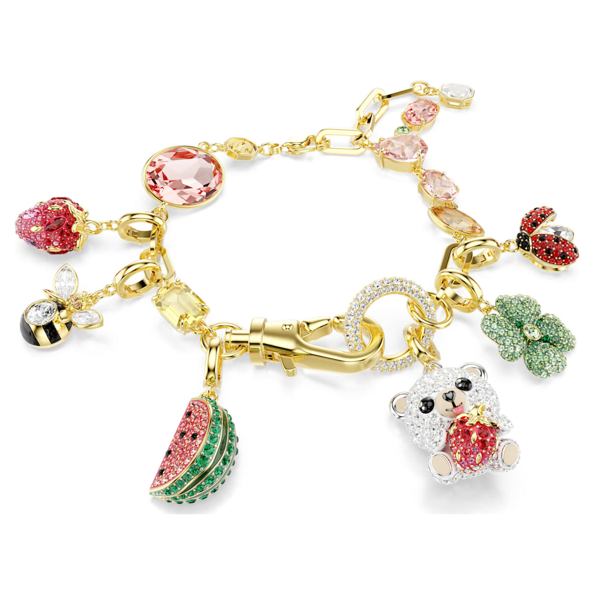 Idyllia bracelet, Mixed cuts, Mixed motifs, Multicoloured, 18K gold finish
