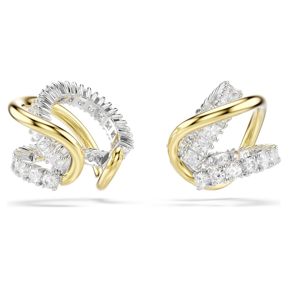 Orecchini ear cuff Hyperbola, Taglio misto, Bianchi, Mix di finiture OS
