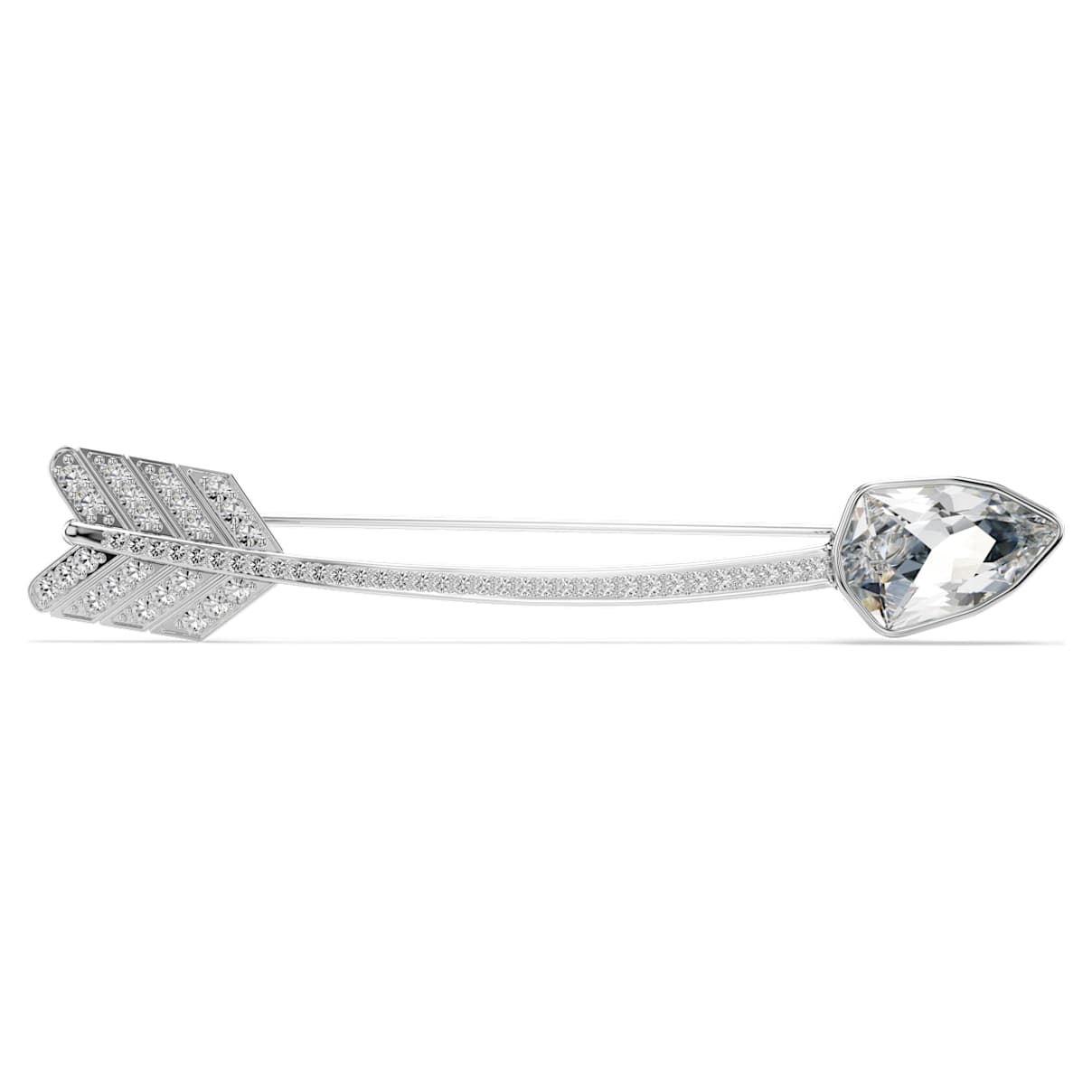 Swarovski Idyllia Brooch, Mixed Cuts, Arrow, White, Rhodium Plated