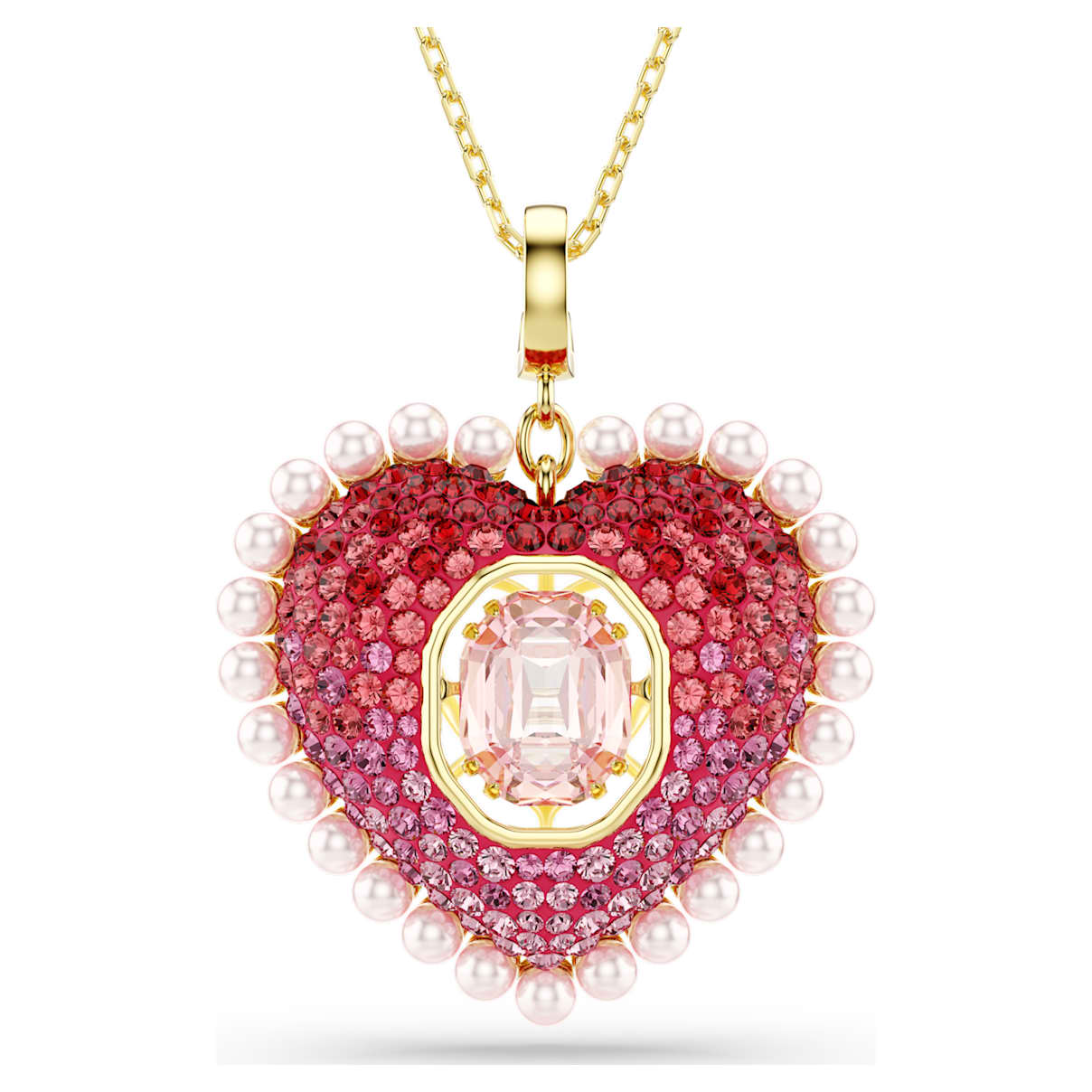 Pendente Idyllia, Taglio misto, Cuore, Rosa, Finitura oro 18K OS